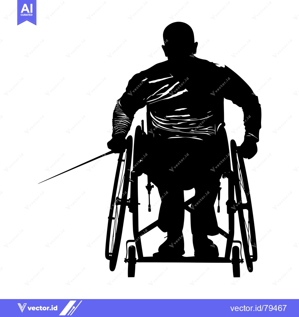 Premium Vector of Silhouette of a man in a wheelchair with a sword