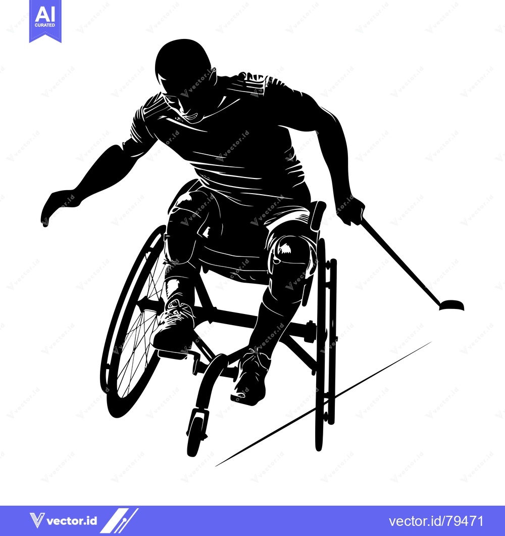 Premium Vector dari Silhouette of a wheelchair athlete pushing forward with determination