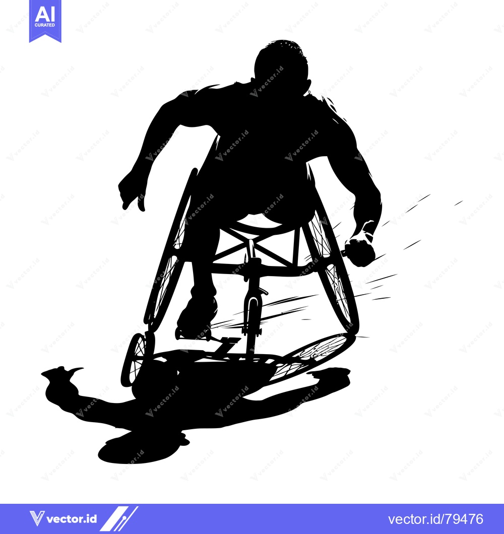Premium Vector dari Silhouette of a Wheelchair Athlete in Motion