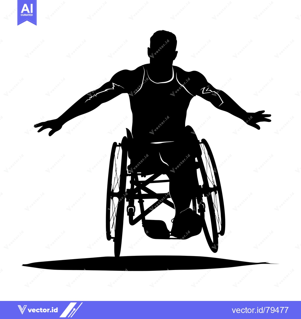 Premium Vector dari Silhouette of a wheelchair athlete with arms outstretched