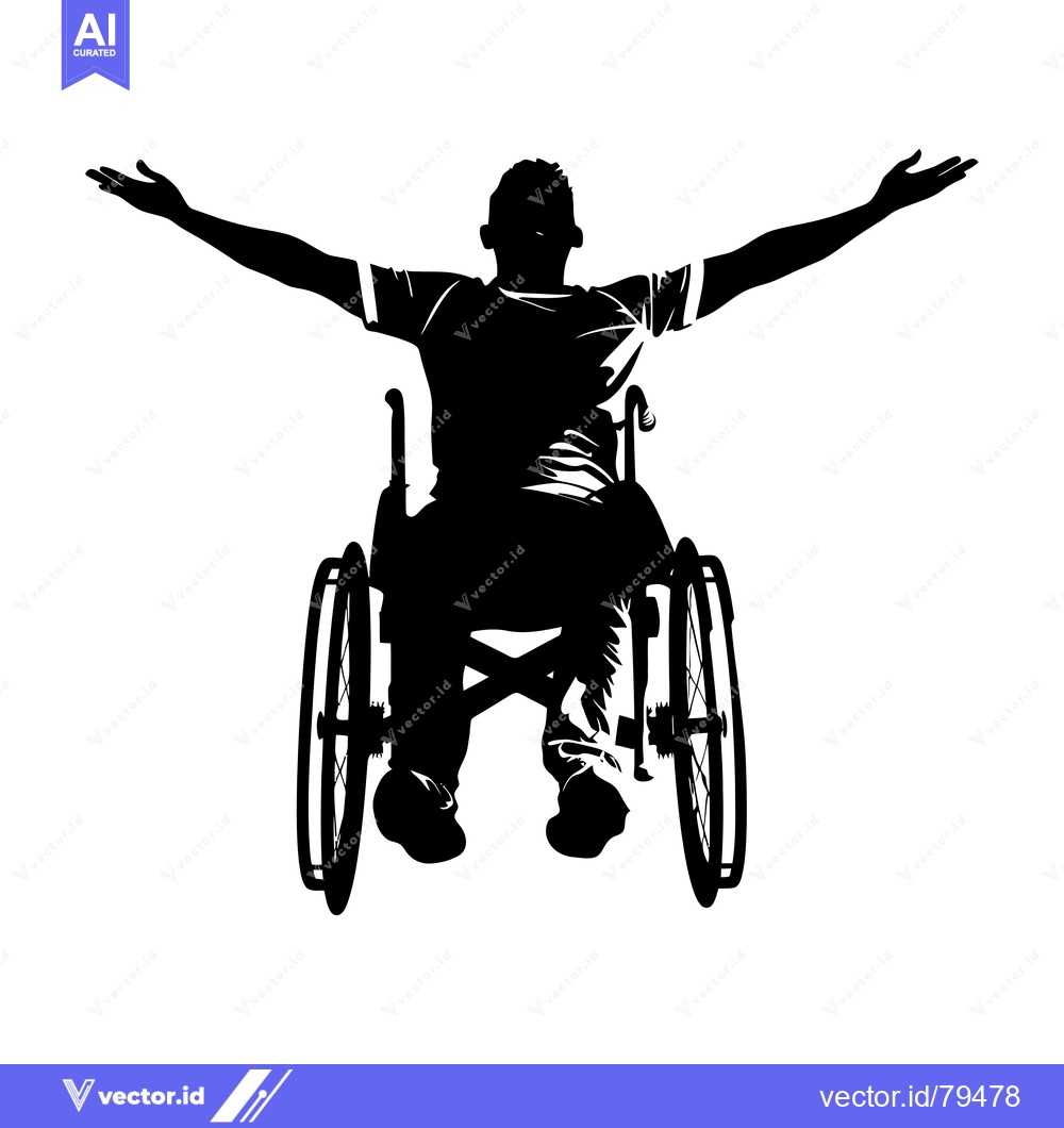 Premium Vector of Silhouette of a Man in a Wheelchair with Arms Outstretched