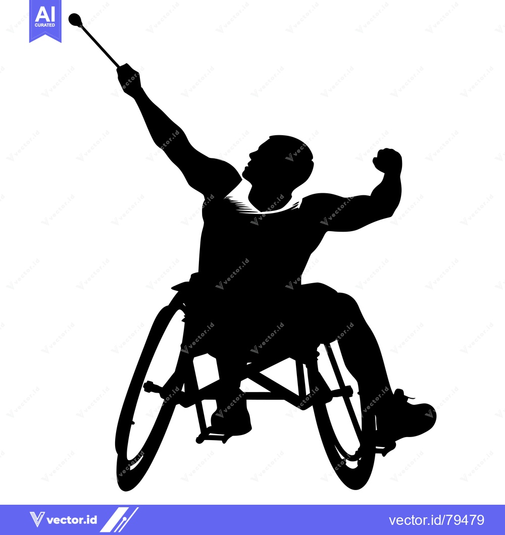 Premium Vector dari Silhouette of a Wheelchair Athlete Throwing a Javelin