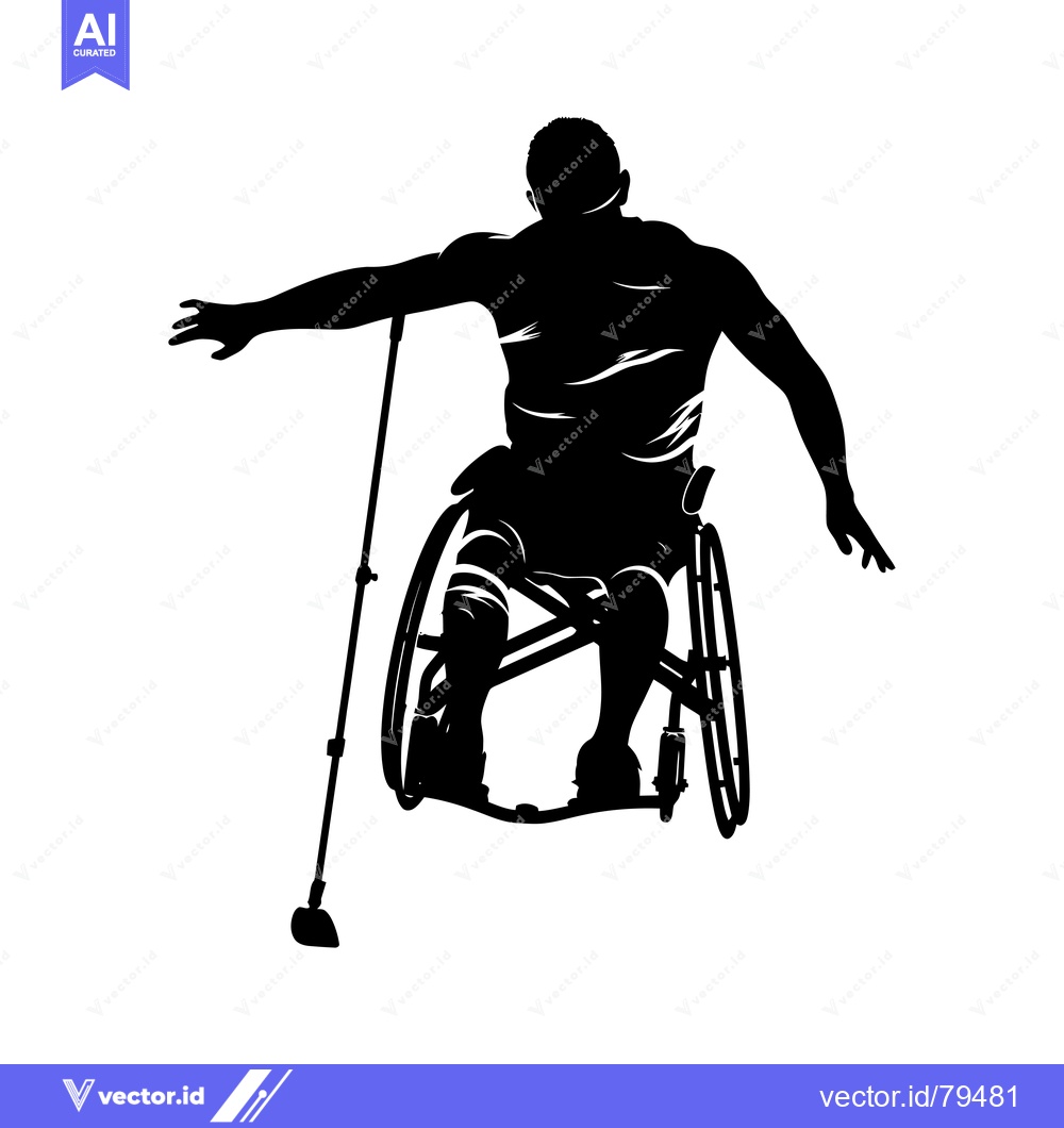 Premium Vector of Silhouette of a Man in a Wheelchair Reaching Out with a Crutch