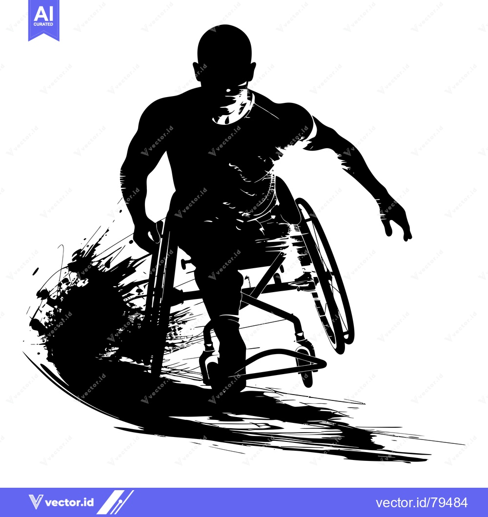 Premium Vector dari Silhouette of a Wheelchair Athlete Pushing Forward with Determination