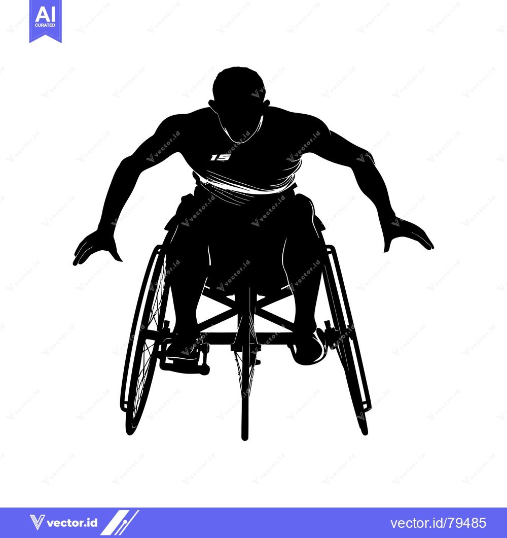 Premium Vector of Silhouette of a Wheelchair Athlete Leaning Forward in a Race
