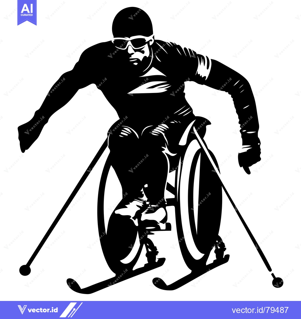 Premium Vector of Silhouette of a Disabled Athlete Cross-Country Skiing in a Wheelchair