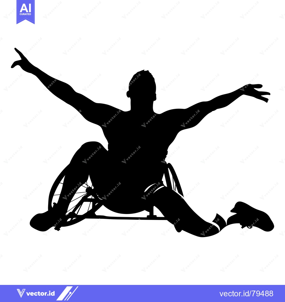 Premium Vector of Silhouette of a wheelchair athlete reaching out with arms outstretched