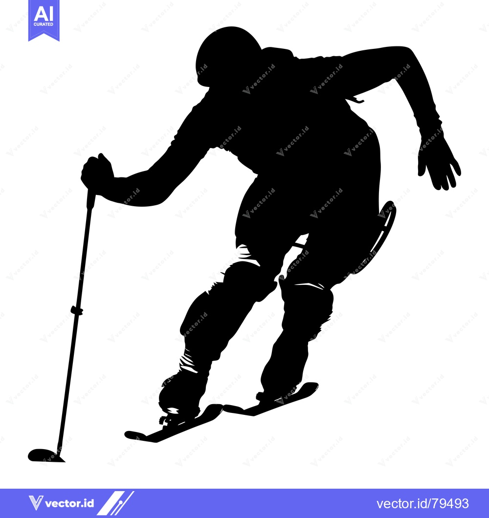 Premium Vector of Silhouette of a skier with ski poles in mid-air