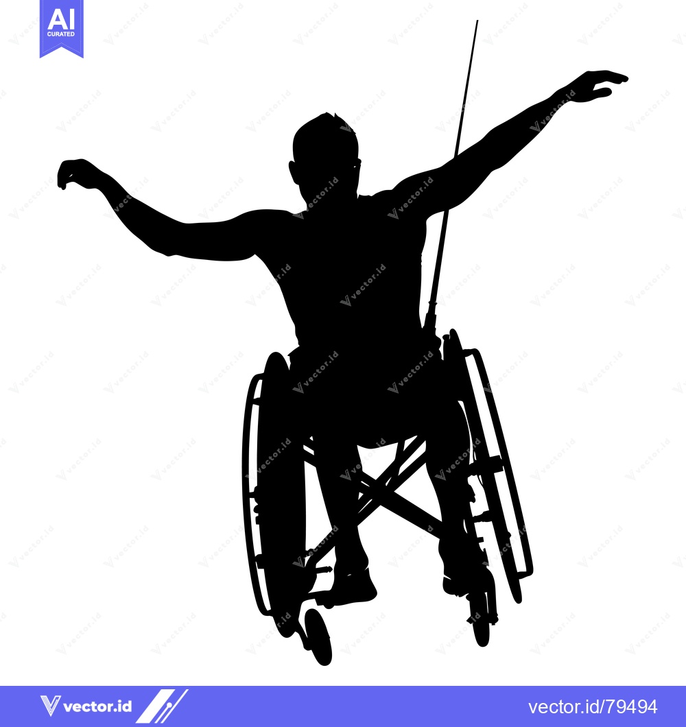 Premium Vector of Silhouette of a Wheelchair Athlete Reaching Out