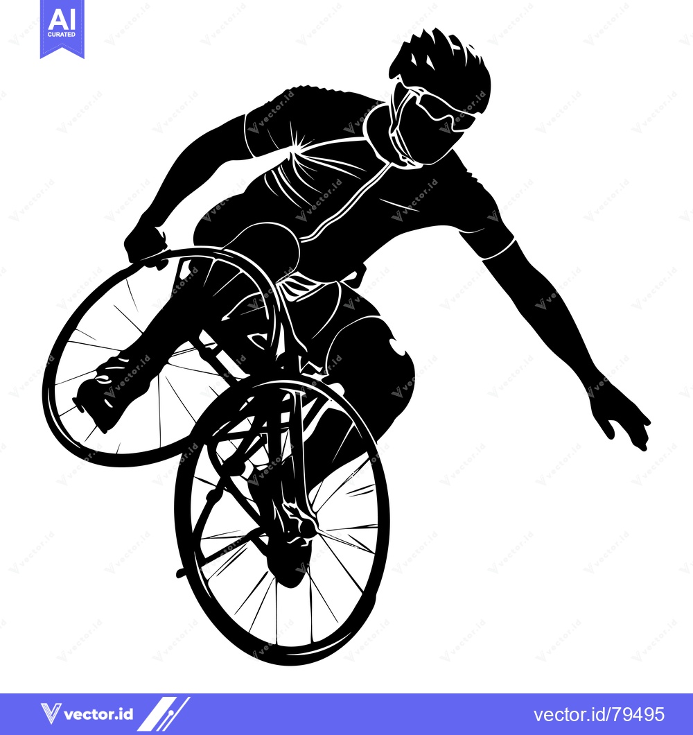 Premium Vector of Silhouette of a Cyclist in Mid-Air Performing a Wheelie