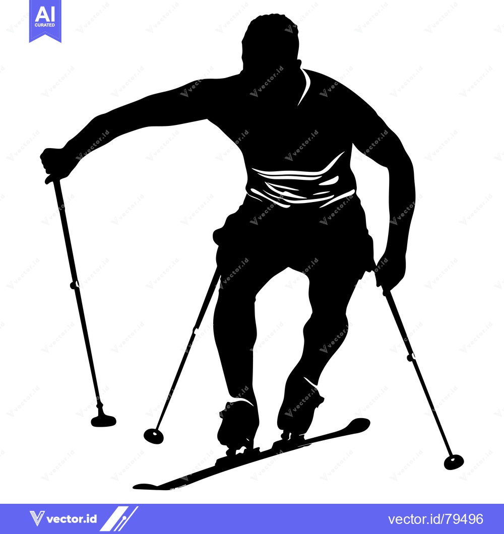 Premium Vector of Silhouette of a Skier with Ski Poles and Skis
