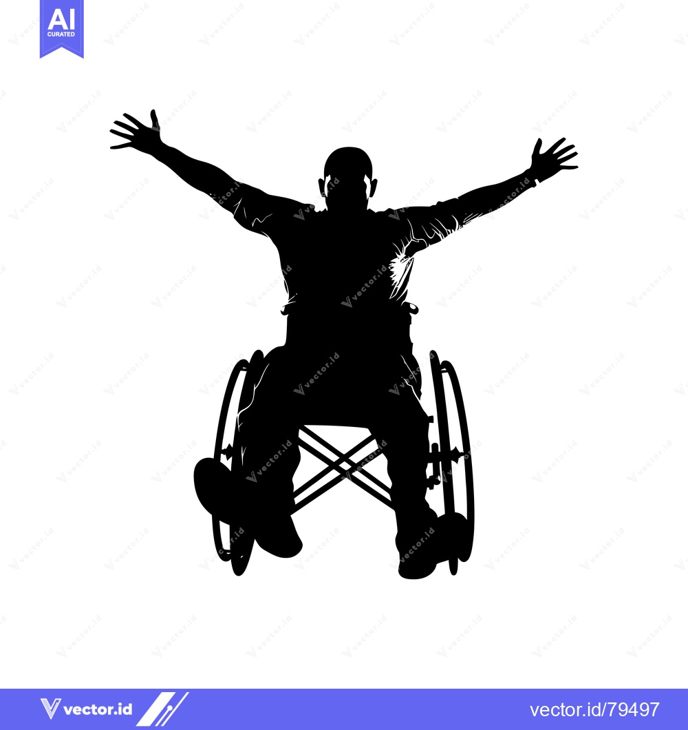Premium Vector of Silhouette of a Person in a Wheelchair with Arms Outstretched