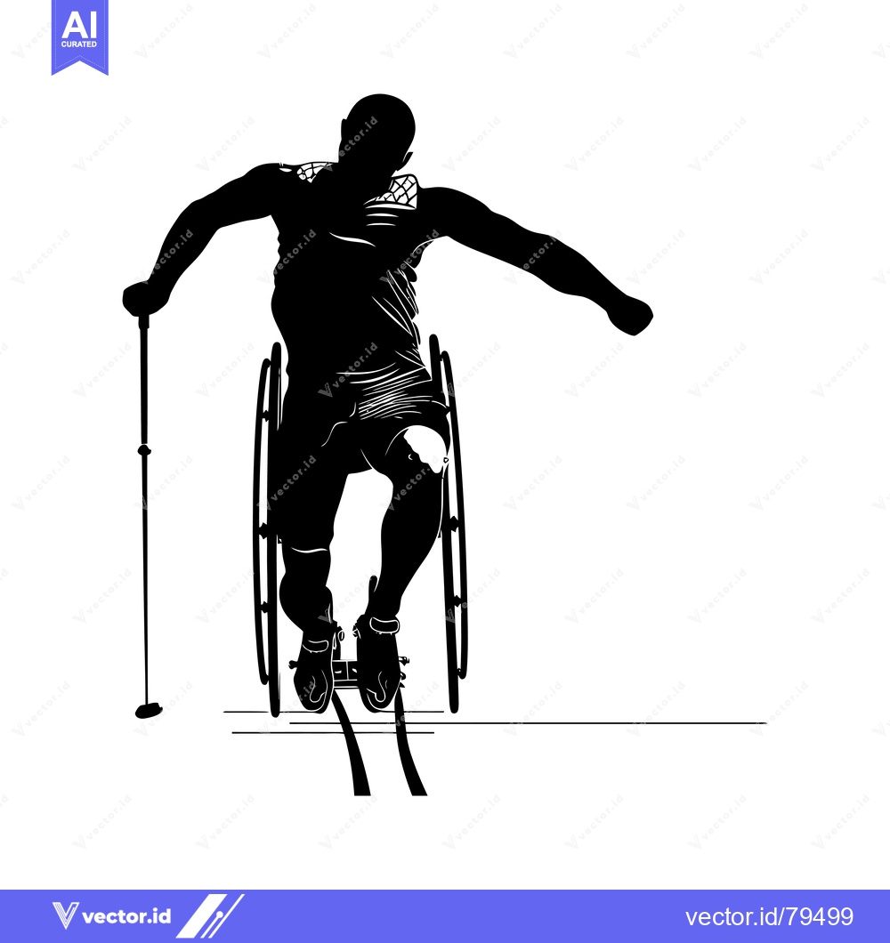 Premium Vector dari Silhouette of an Athlete in a Wheelchair Racing