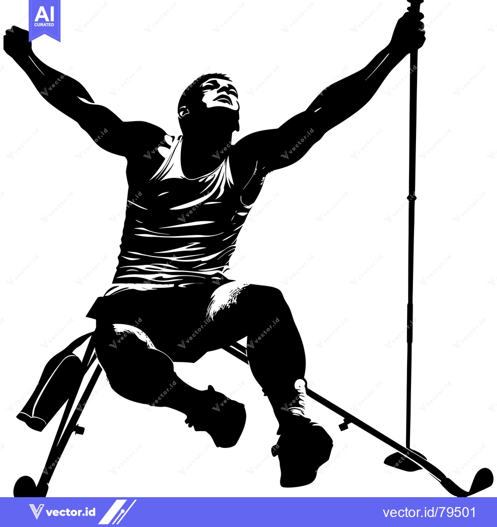 Premium Vector of Silhouette of a Paralympic Athlete Celebrating a Victory in a Wheelcha