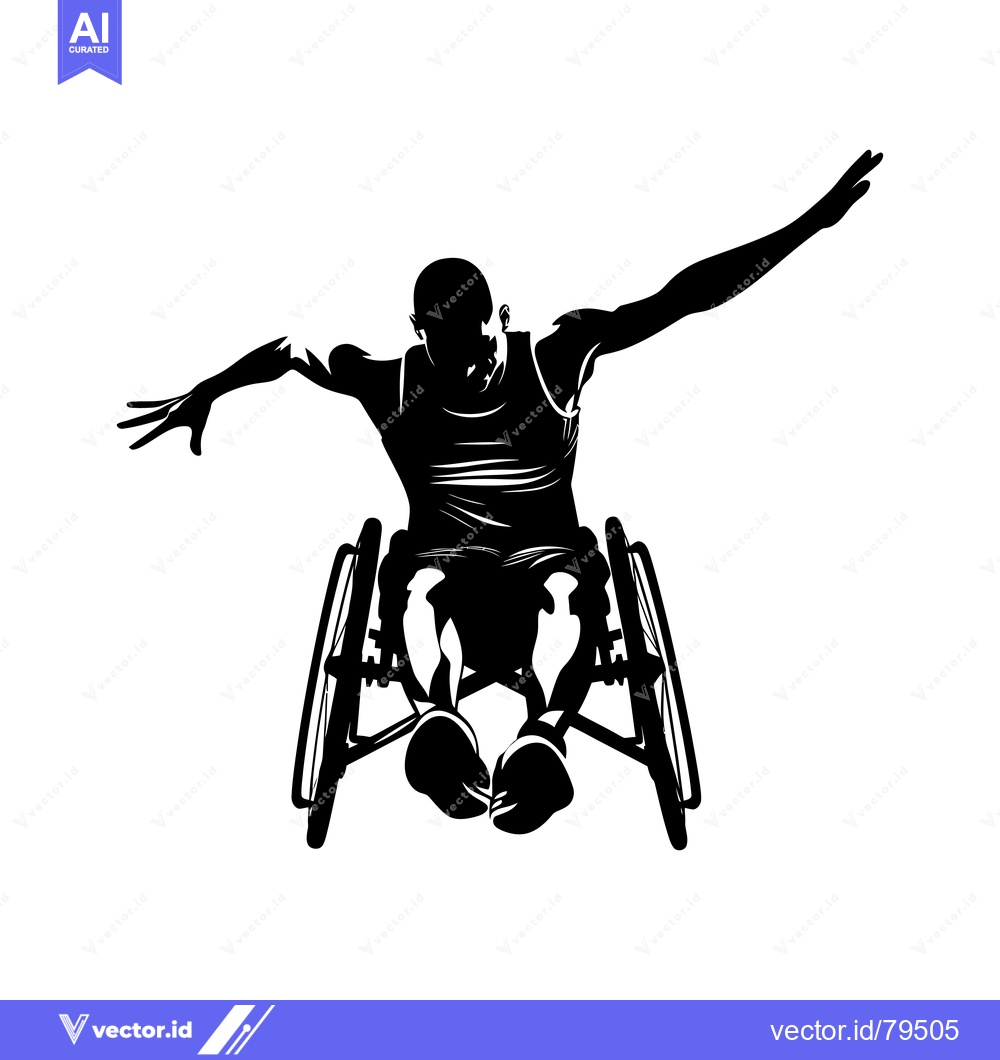 Premium Vector of Silhouette of a wheelchair athlete reaching forward in mid-air