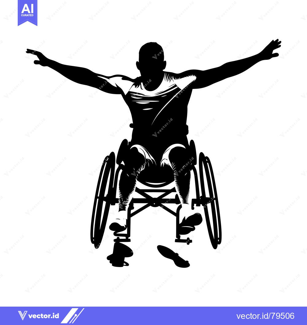 Premium Vector dari Silhouette of a Man in a Wheelchair Reaching Outward