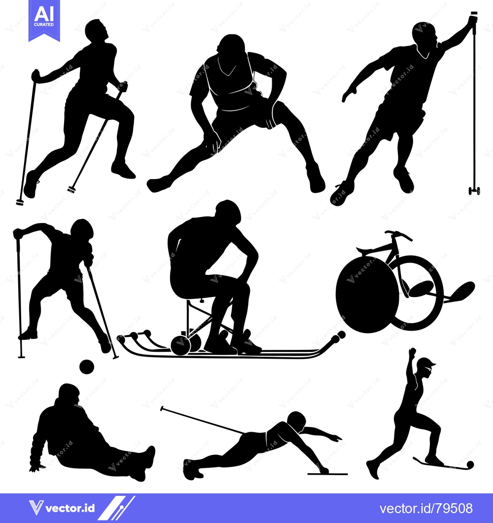 Premium Vector of Black Silhouettes of Adaptive Athletes Engaging in Various Sports