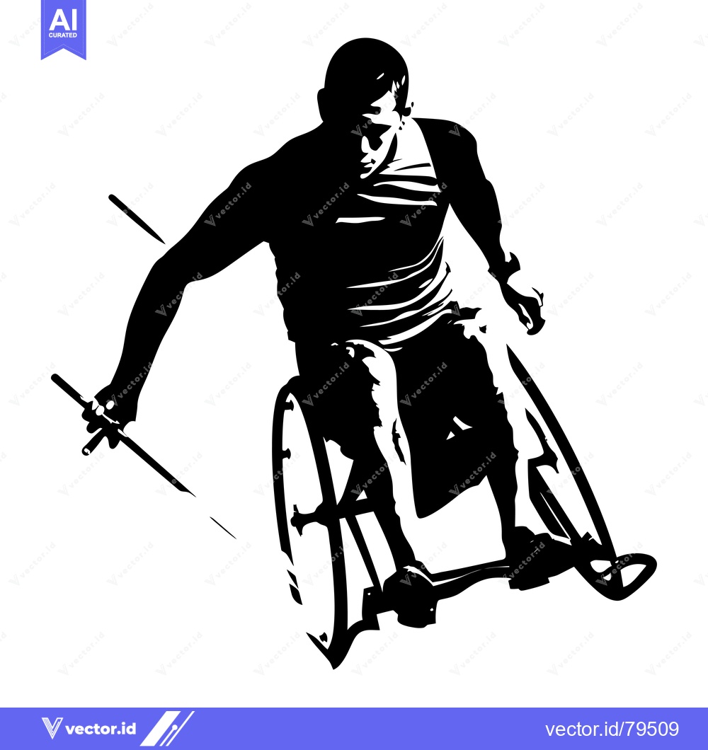 Premium Vector of Silhouette of a Wheelchair Athlete Pushing Forward with Determination