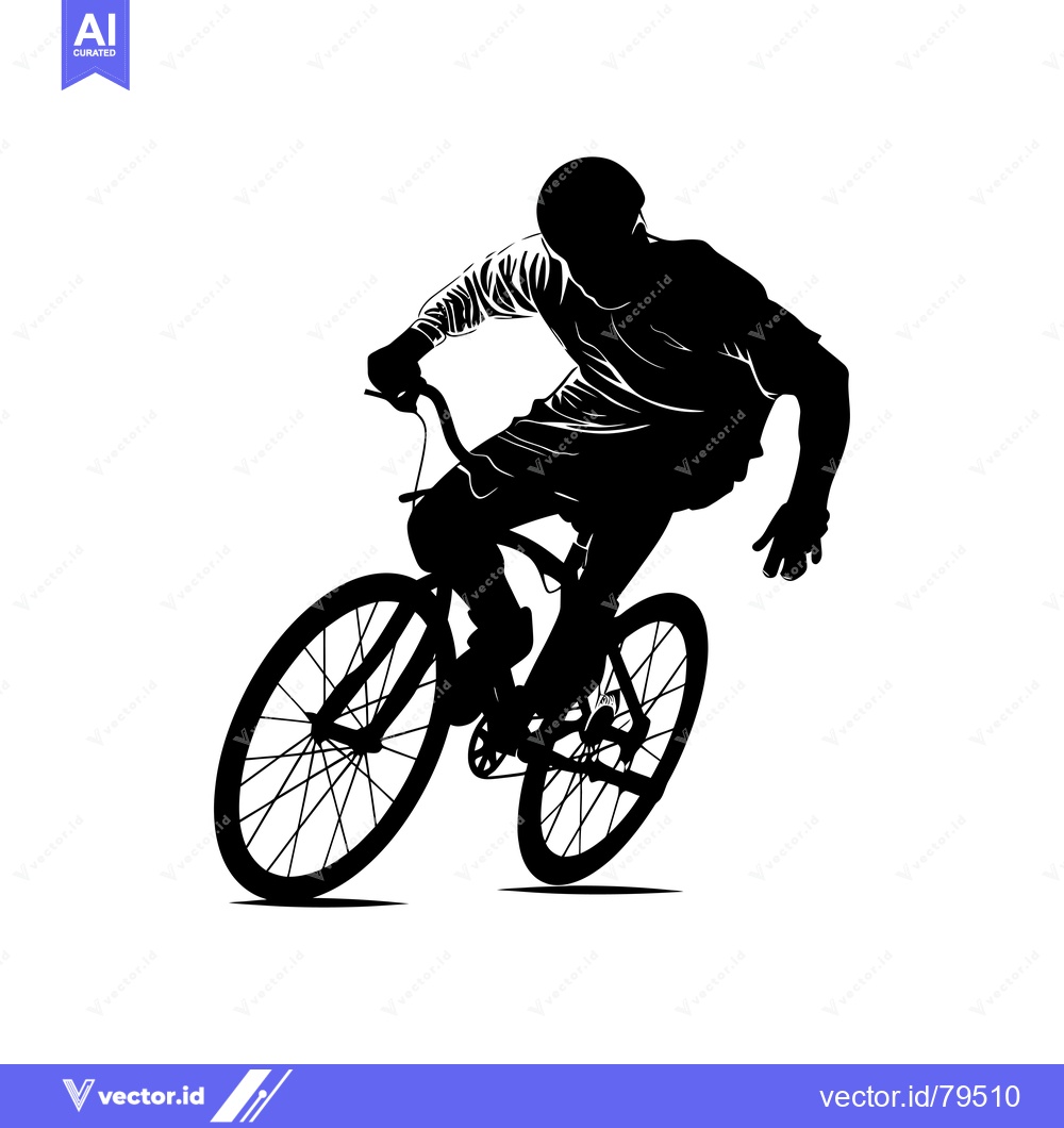 Premium Vector dari Silhouette of a Cyclist Riding a Bicycle