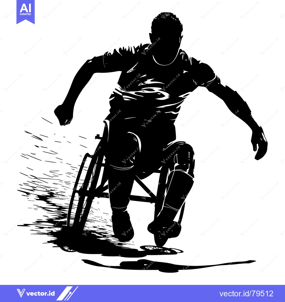 Premium Vector dari Silhouette of a Wheelchair Athlete Racing Forward