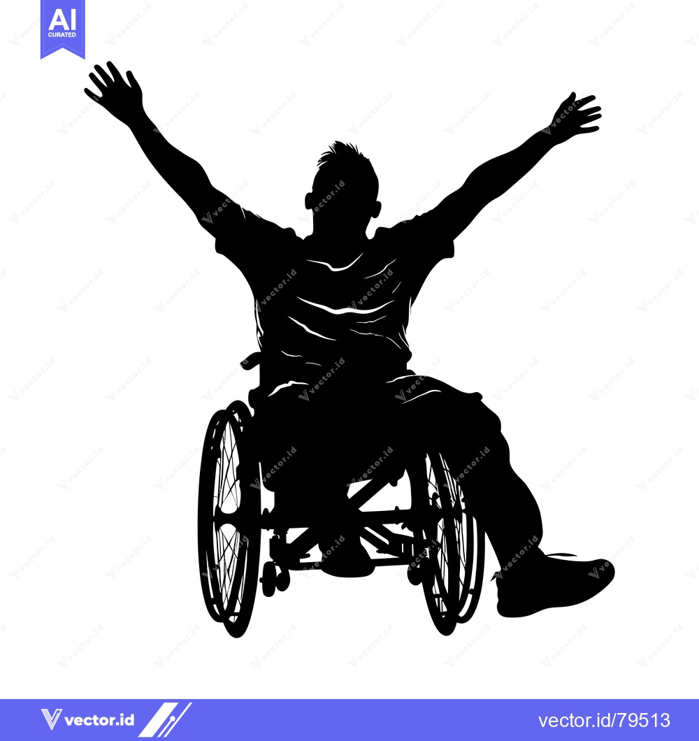 Premium Vector dari Silhouette of a Person in a Wheelchair with Arms Raised in Triumph