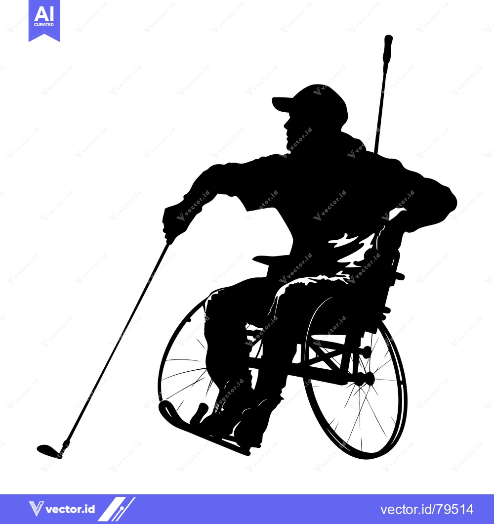 Premium Vector of Silhouette of a Man in a Wheelchair Playing Wheelchair Golf
