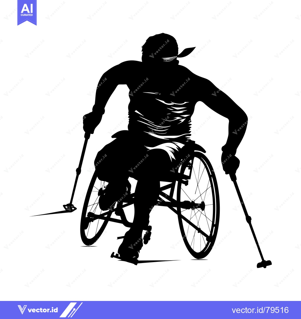 Premium Vector dari Silhouette of a wheelchair athlete pushing with poles