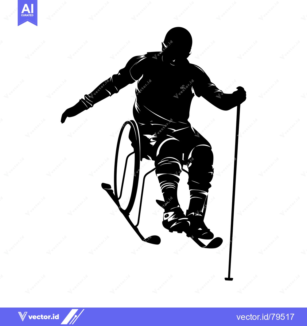 Premium Vector dari Silhouette of a wheelchair athlete skiing downhill