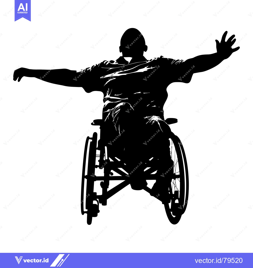 Premium Vector dari Silhouette of a Man in a Wheelchair with Arms Outstretched