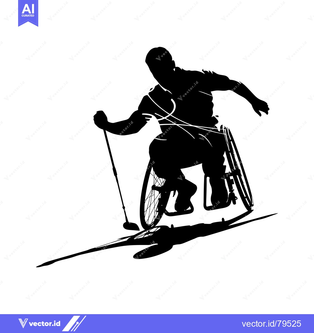 Premium Vector of Silhouette of a Person in a Wheelchair Playing Golf