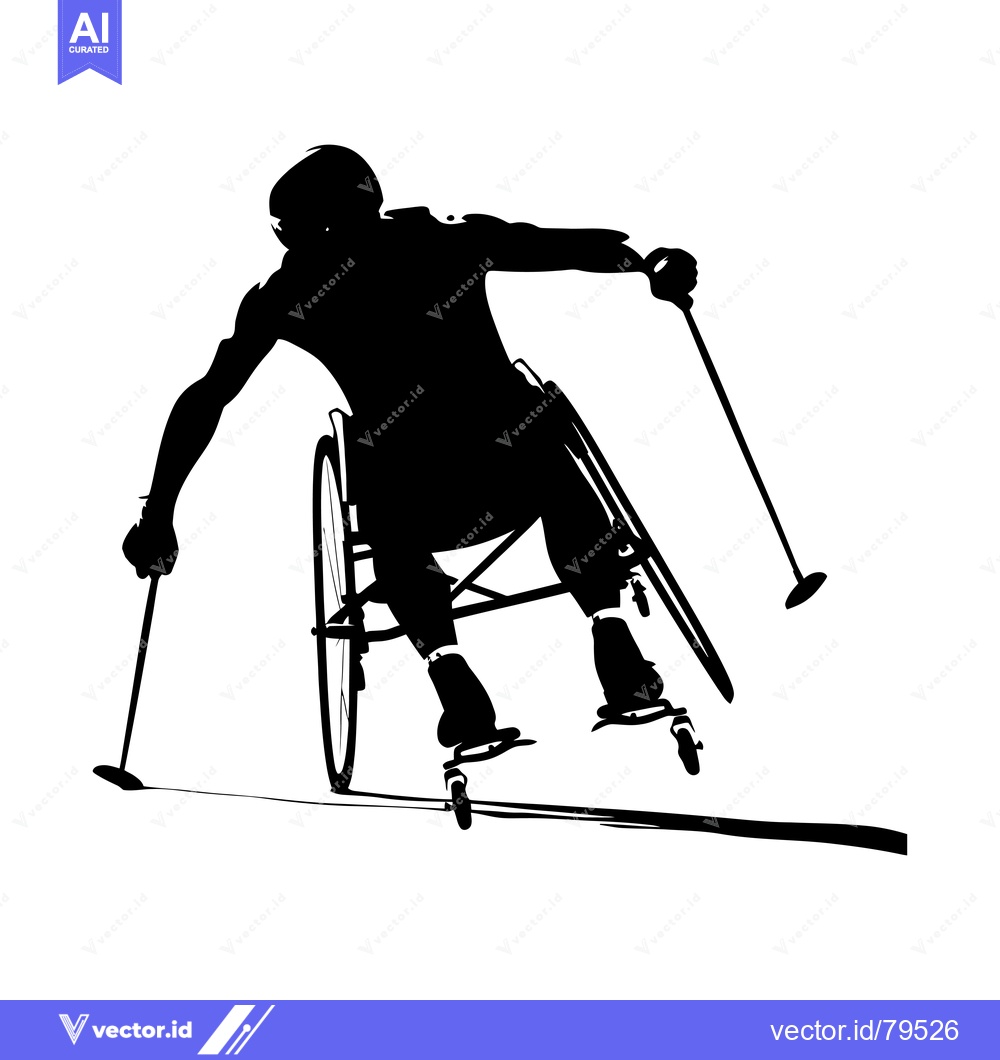 Premium Vector of Silhouette of a wheelchair athlete skiing downhill