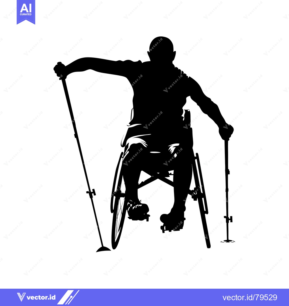Premium Vector of Silhouette of a Wheelchair User with Two Sticks