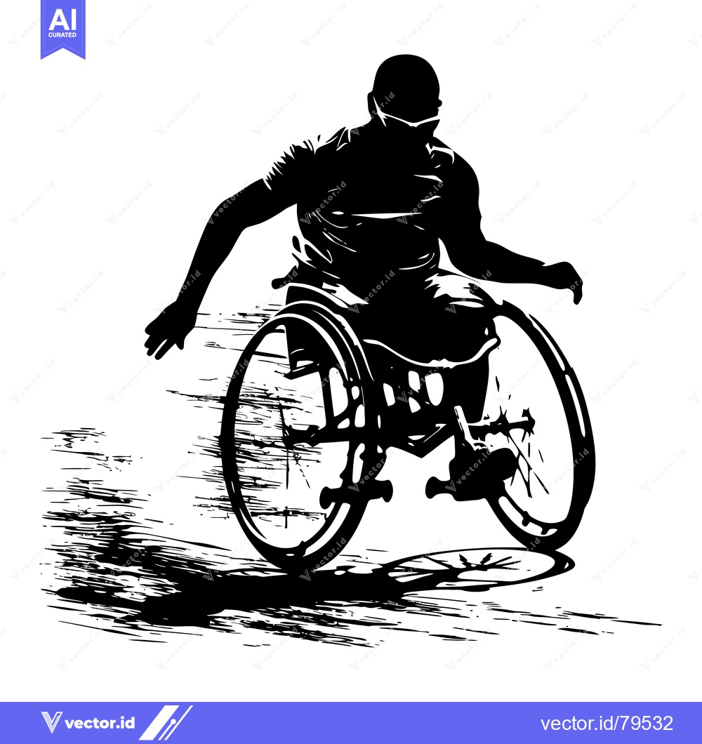 Premium Vector of Silhouette of a person in a wheelchair moving forward