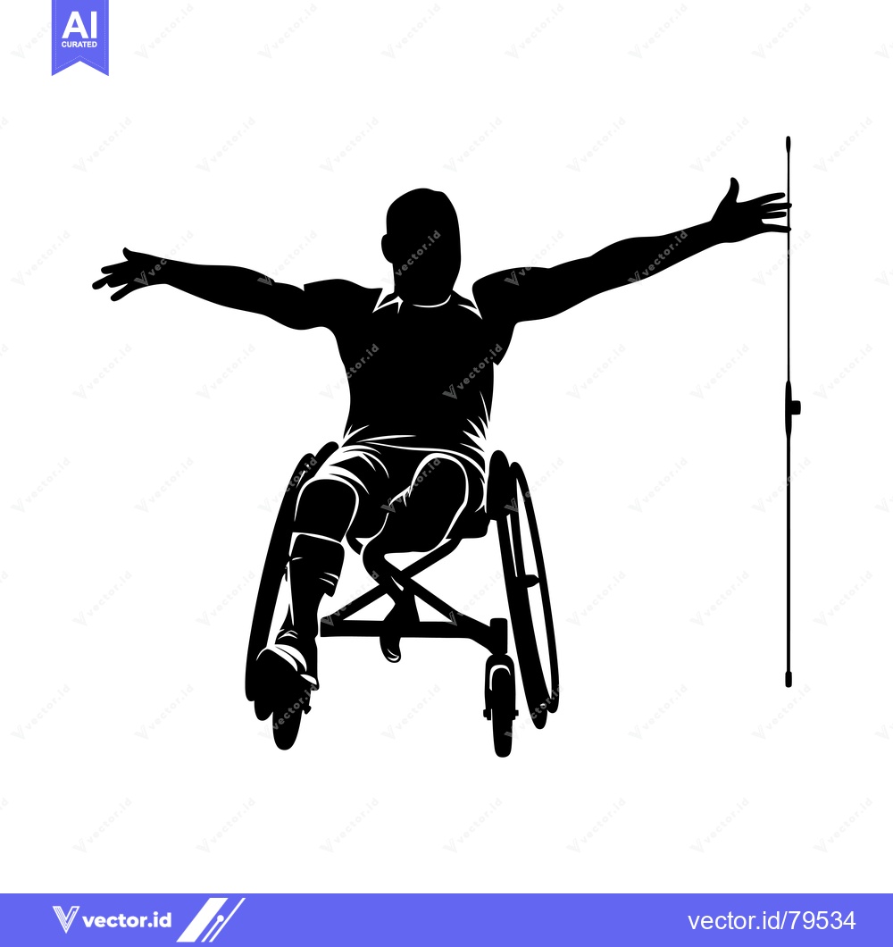 Premium Vector dari Silhouette of a Wheelchair Athlete Reaching Out with Arms Extended