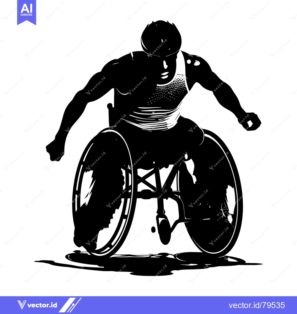 Premium Vector dari Silhouette of a Wheelchair Athlete in Motion