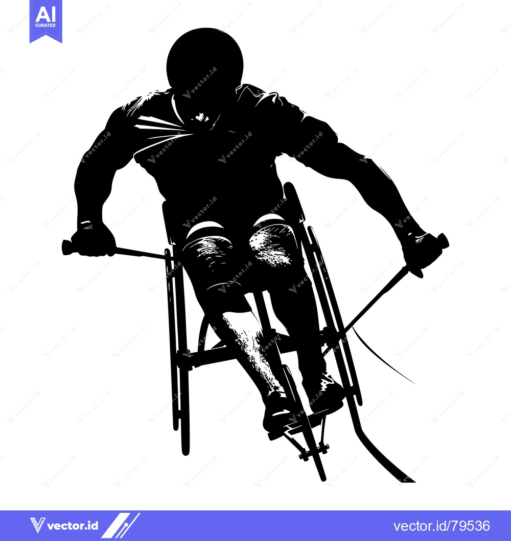 Premium Vector dari Silhouette of a wheelchair athlete pushing forward with determination