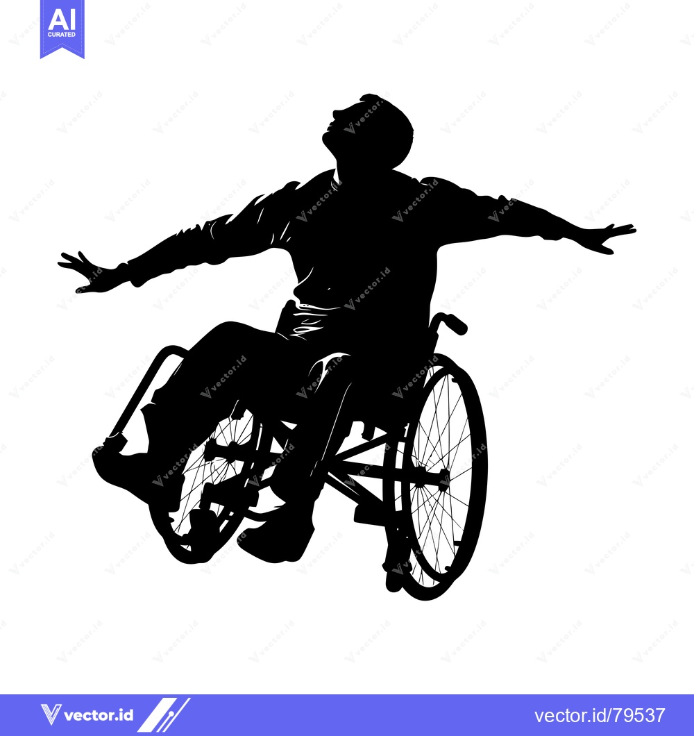 Premium Vector of Silhouette of a Person in a Wheelchair Looking Upwards