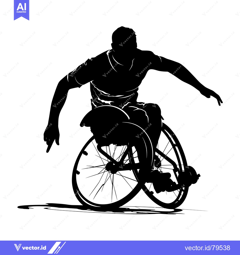Premium Vector dari Silhouette of a Person in a Wheelchair with One Arm Extended