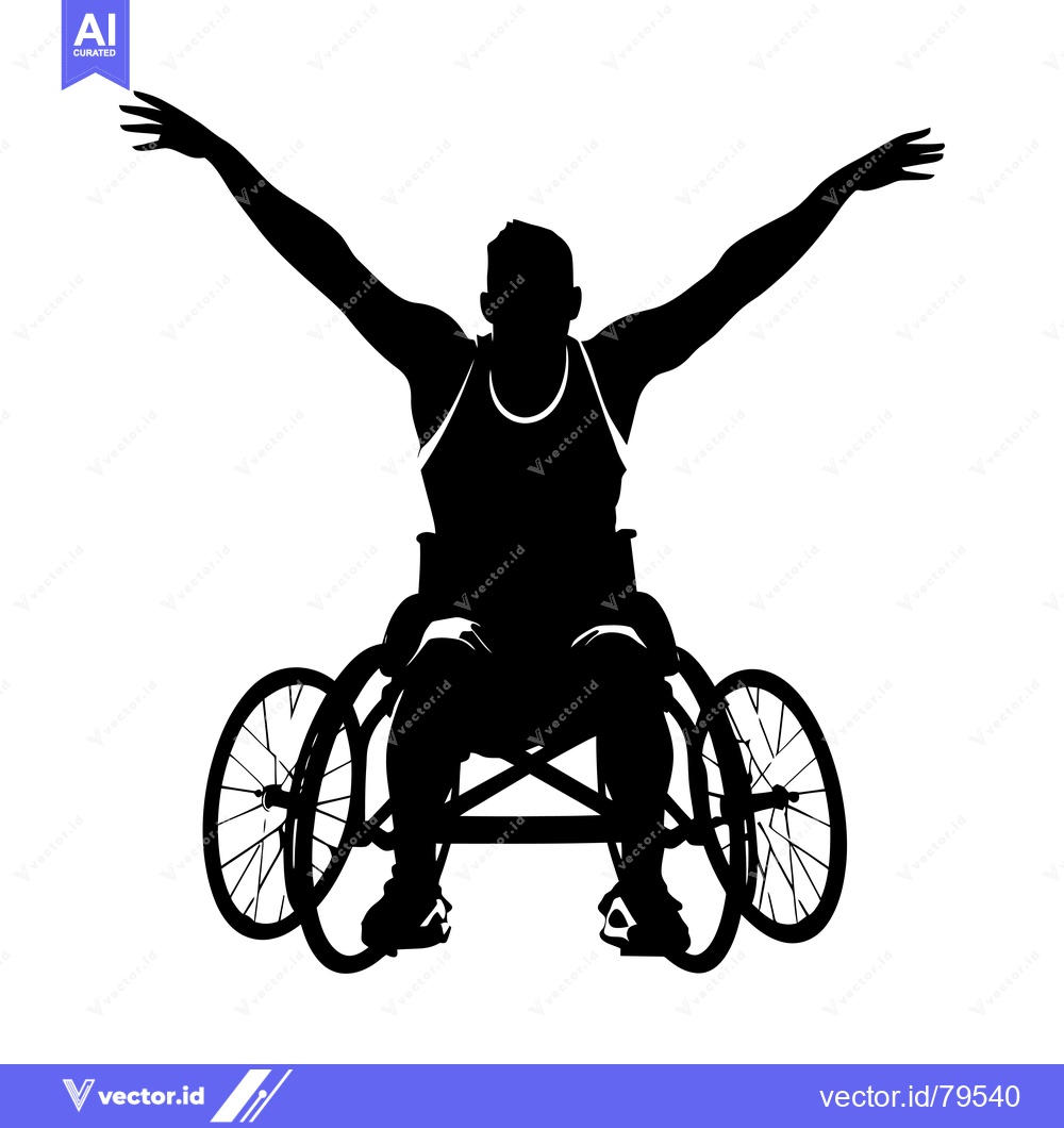 Premium Vector of Silhouette of a Wheelchair Athlete with Arms Raised in Victory