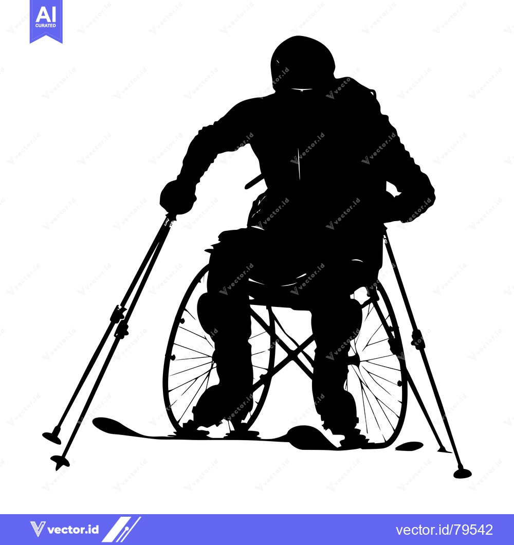 Premium Vector of Silhouette of a Person in a Wheelchair Skiing