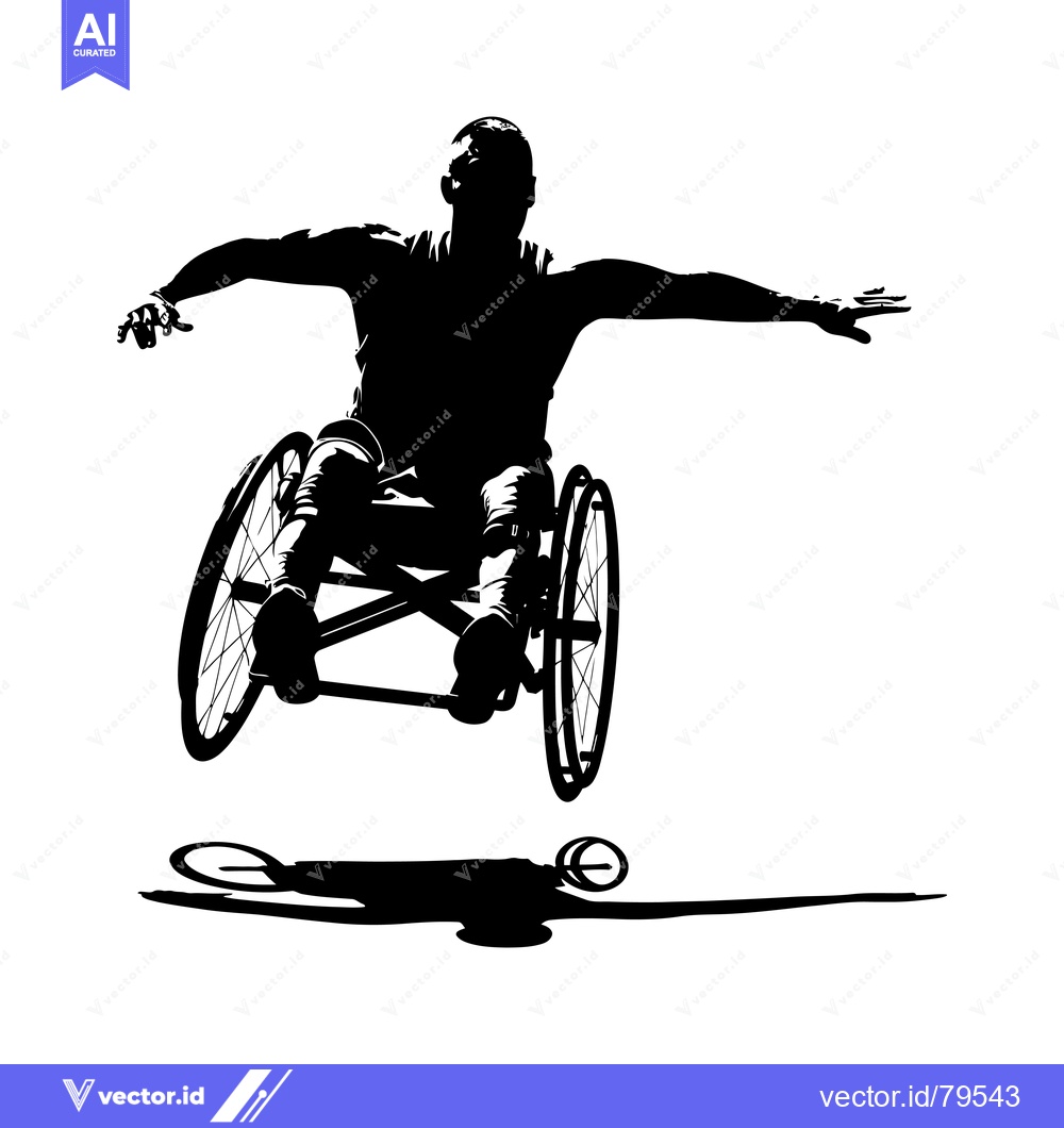 Premium Vector of Silhouette of a wheelchair user leaping in mid-air