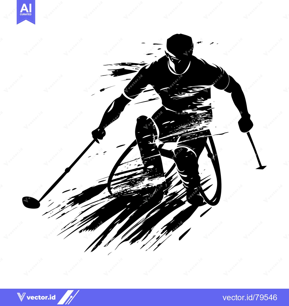 Premium Vector dari Silhouette of a Wheelchair Athlete Racing with Poles