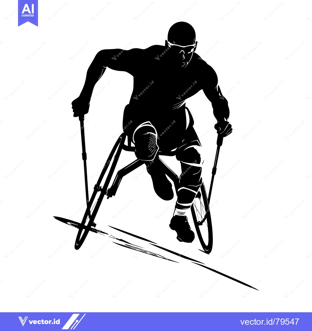 Premium Vector of Silhouette of a Determined Athlete in a Wheelchair Racing