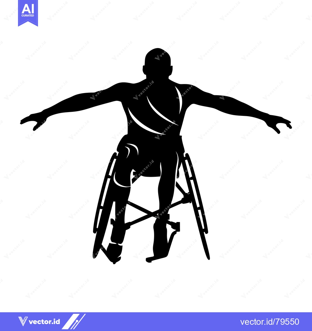 Premium Vector of Silhouette of a wheelchair athlete reaching forward with arms outstret