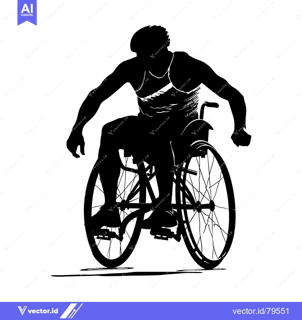 Premium Vector dari Silhouette of a Wheelchair Athlete in Motion