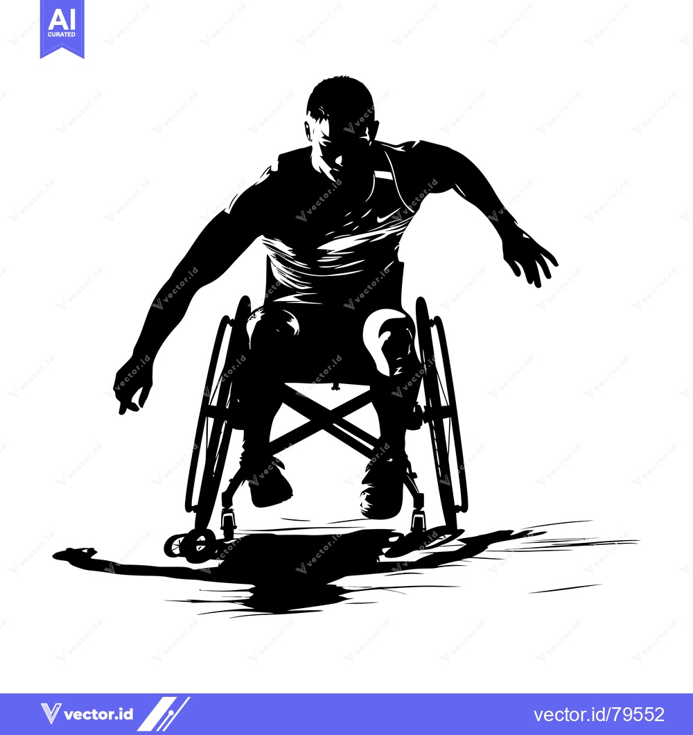 Premium Vector of Black and White Silhouette of a Man in a Wheelchair Reaching Outward