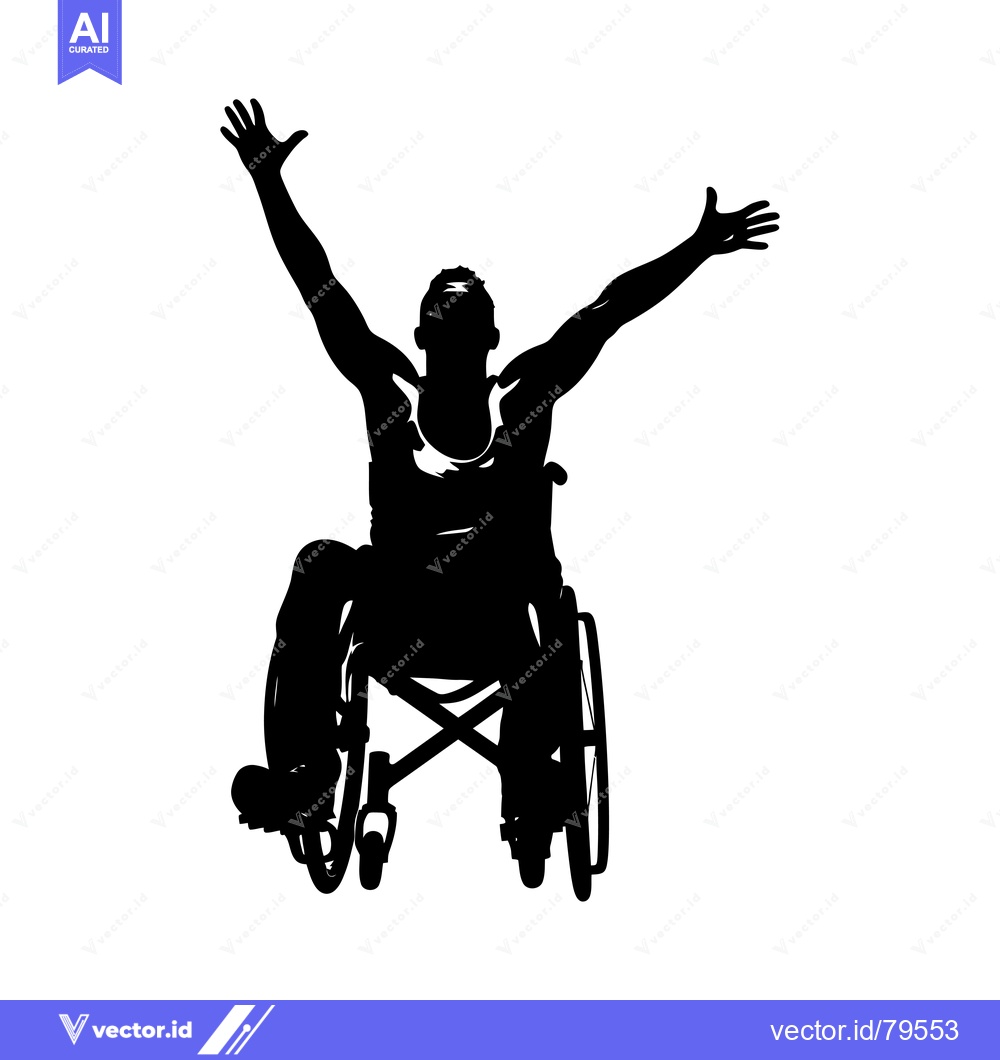 Premium Vector dari Silhouette of a Person in a Wheelchair Raising Their Arms in Victory