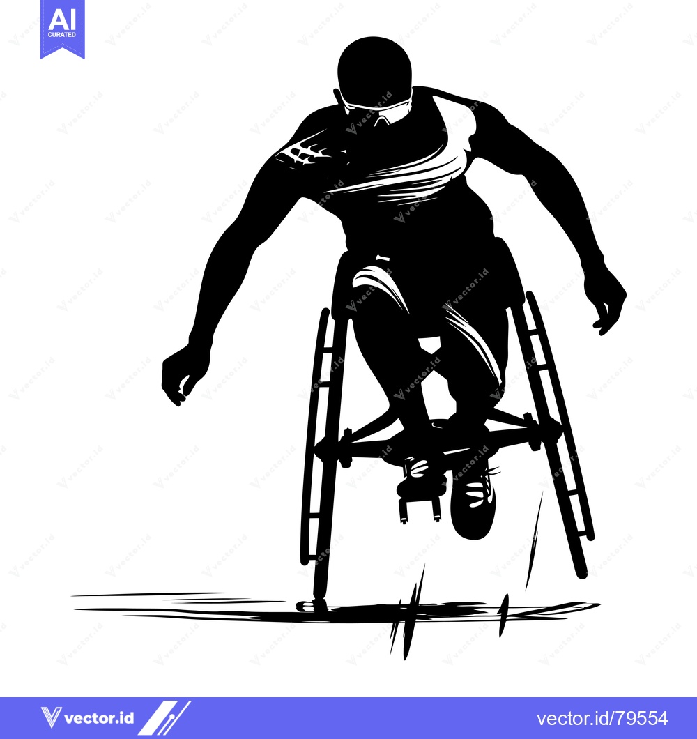 Premium Vector dari Silhouette of a Wheelchair Athlete Reaching the Finish Line