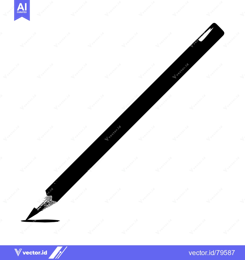 Premium Vector of Black and White Silhouette of a Pencil Drawing a Line