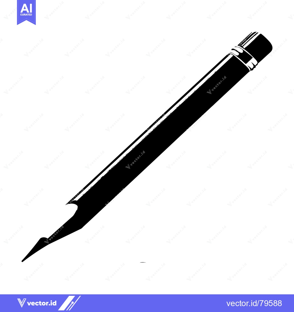 Premium Vector dari A Simple Black and White Silhouette of a Pencil